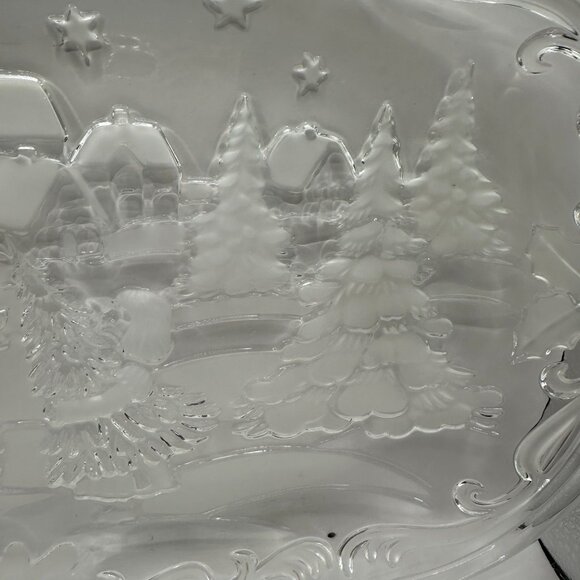 Mikasa Frosted COOKIE TRAY Serving Plate 15" X 9" Deer Christmas Trees Forest - Picture 5 of 5